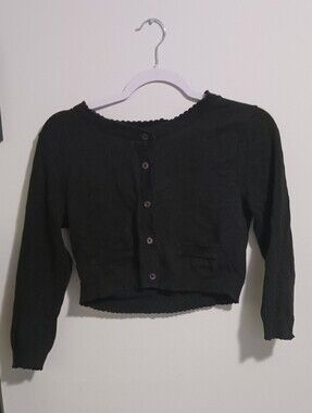 Vintage dELiA*s Black Cropped Knit Cardigan Sweater Small
